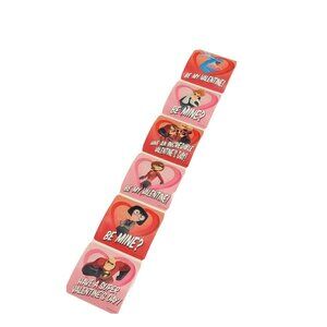 Disney Pixar Incredibles Valentines Day Stickers Full Set Of 6 Heart Design